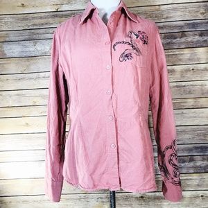 True Grit Dusty Rose Mauve Button Up Corduroy Top